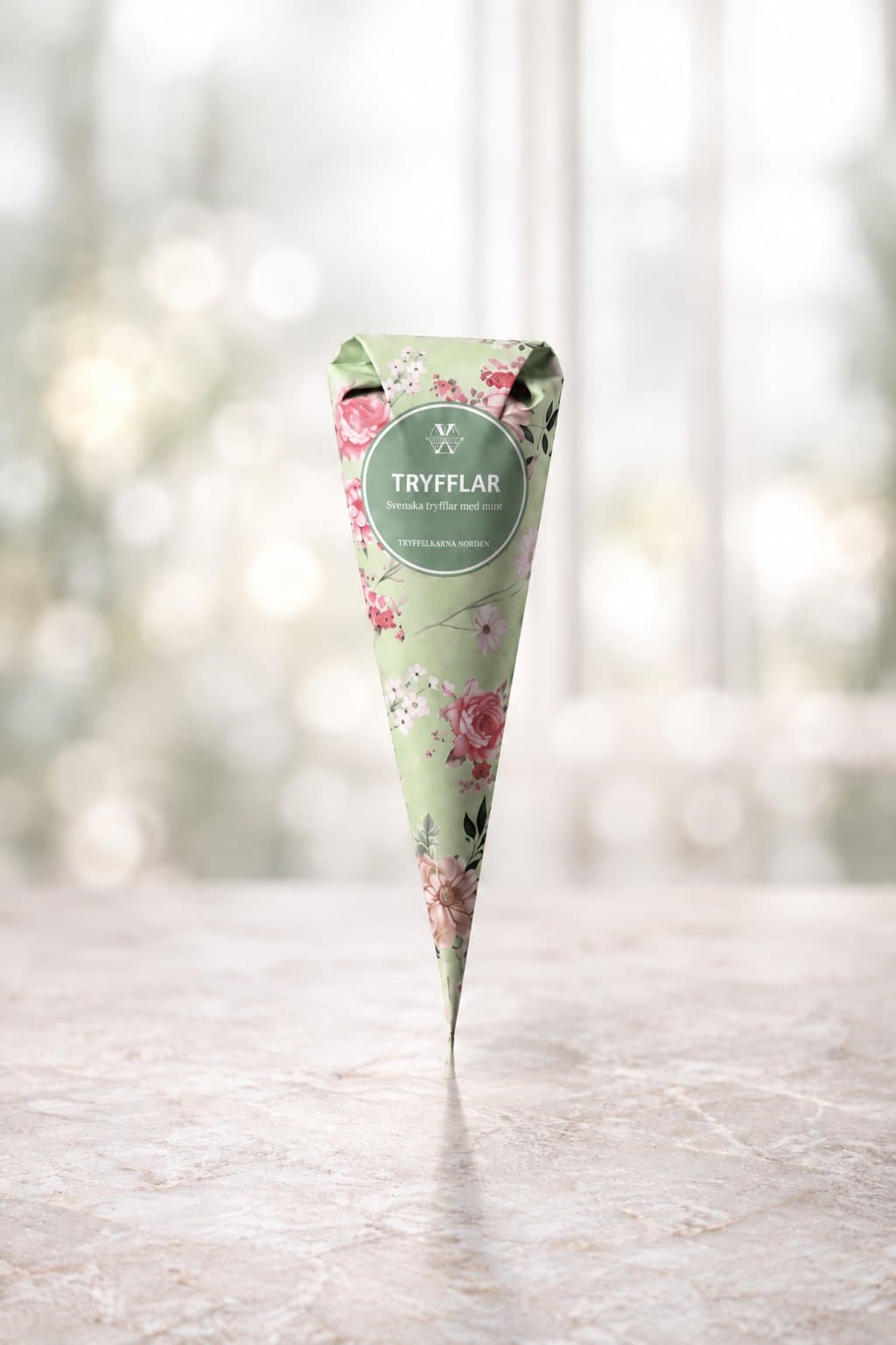 Grön blommig strut med svenska tryfflar med mint