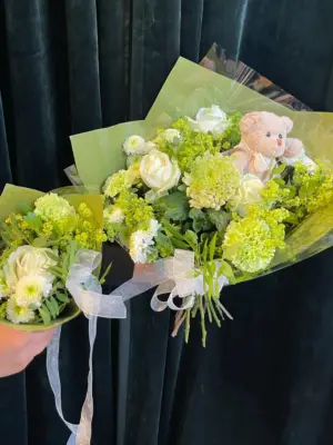 Bild på "välkommen till världen" bukett